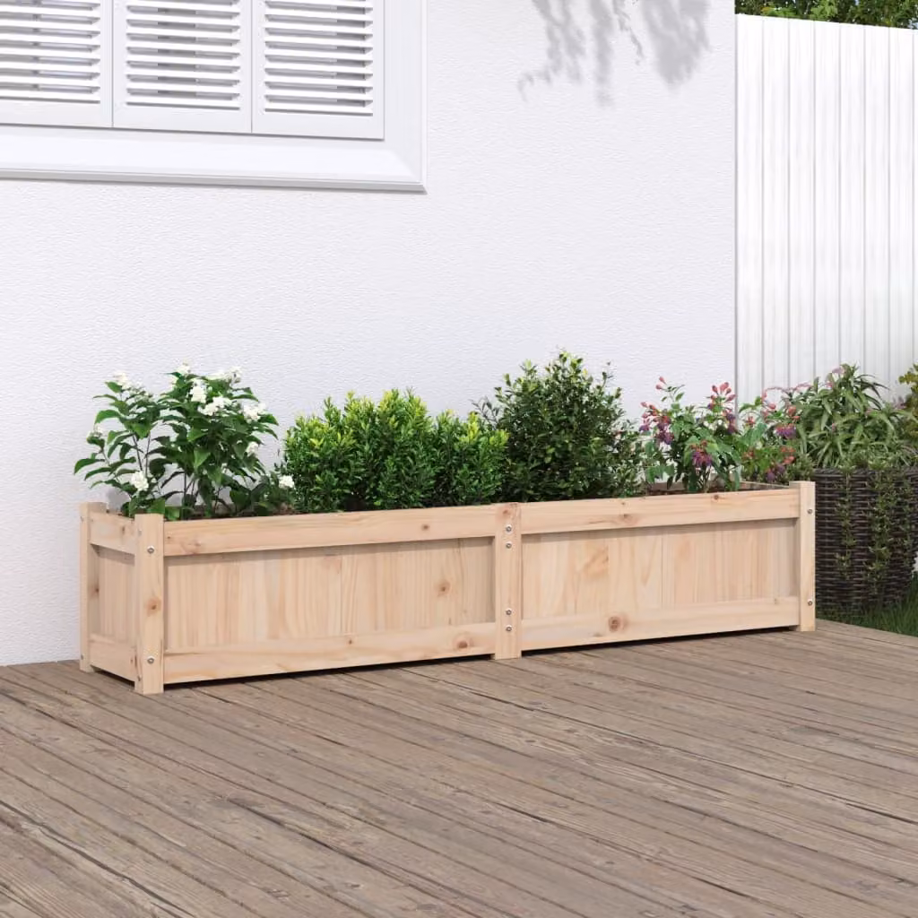 Fioriera da giardino vidaXL in legno di pino marrone e beige L: 150 cm, P: 31 cm, H: 31 cm