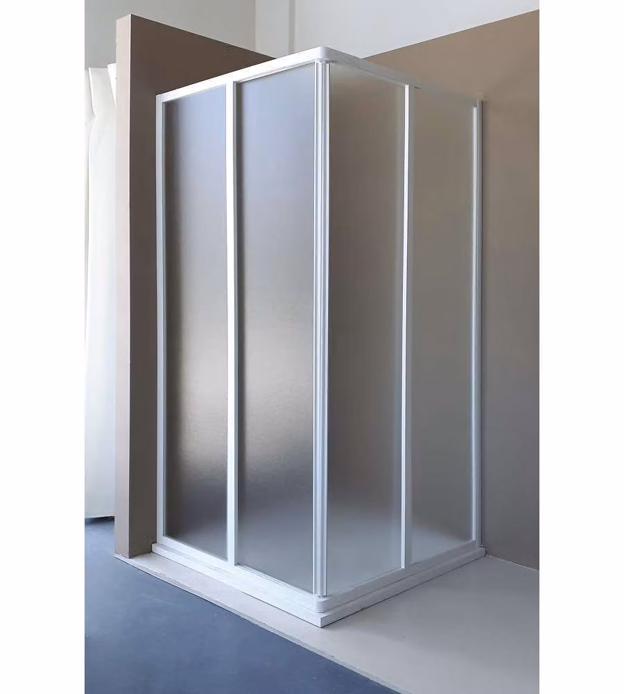 Box Doccia Angolare Scorrevole Bianco Acrilico 68-79x186 cm