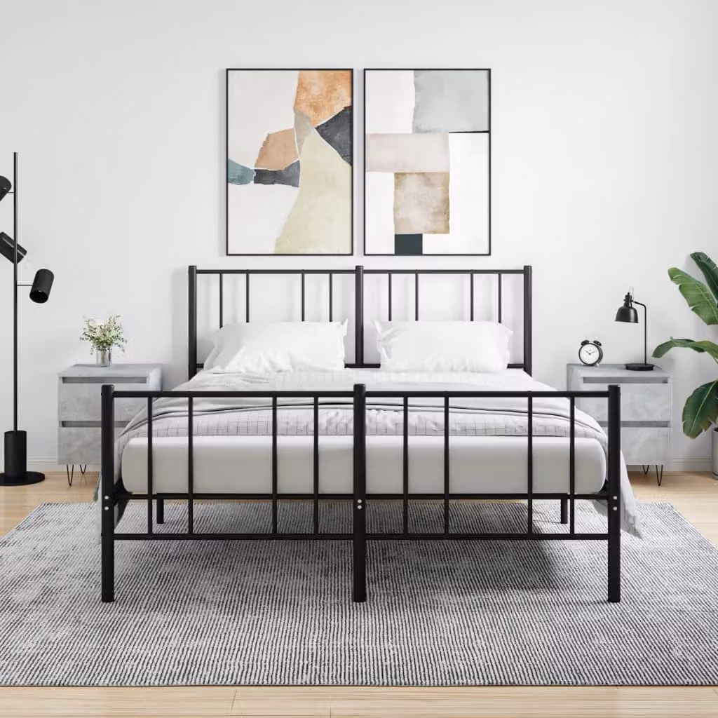 Set di 2 comodini sospesi vidaXL in legno e metallo, colore grigio, L 40 cm x P 35 cm x H 50 cm