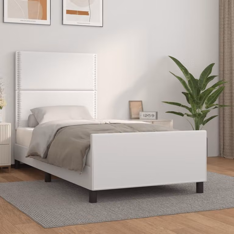 The Living Store Struttura letto con testiera bianca 100x200 cm in ecopelle