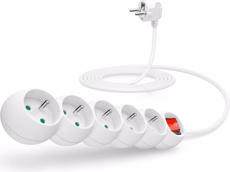 Prolunga CONNECT IT 230V, interruttore a 5 prese, 3m, bianco