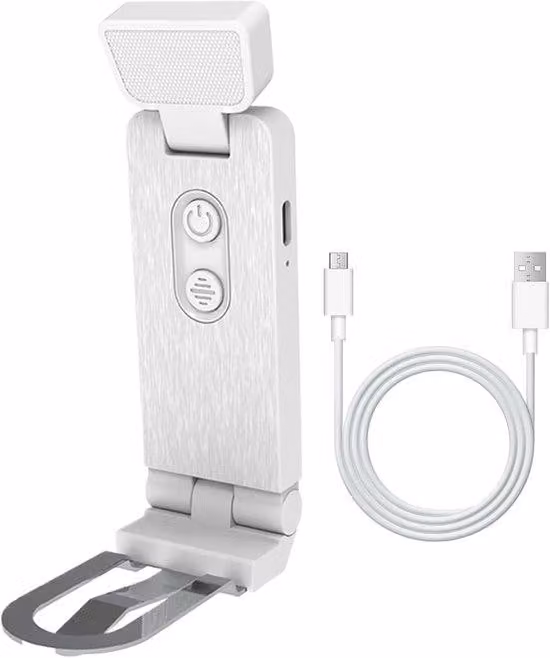 Lampada da lettura – Lampada da lettura per libri con clip – 6 luci LED – da usare a letto – dimmerabile – Lampada da lettura – Ricaricabile tramite USB-C – Bianca