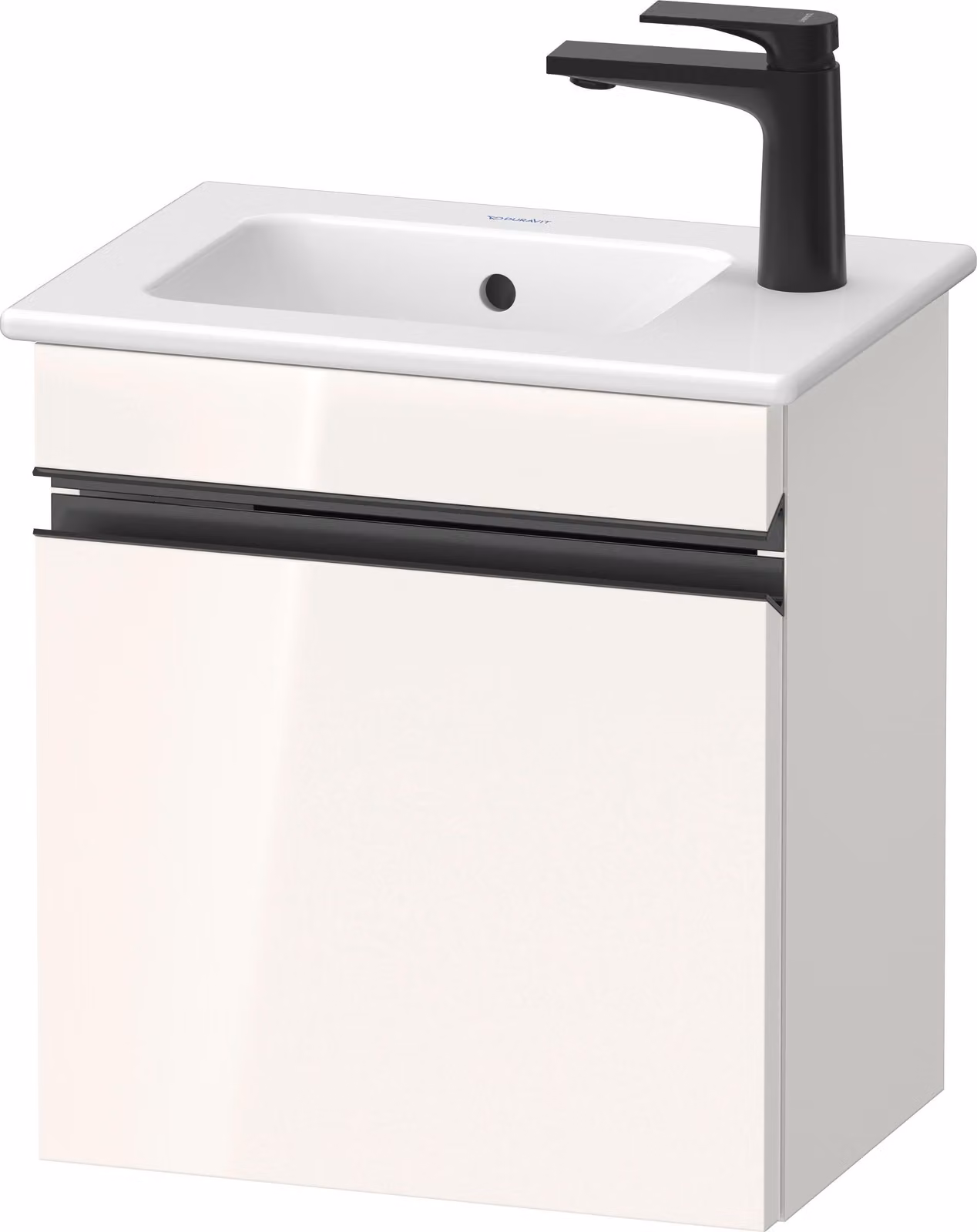 Duravit Sivida bâti-support pour lavabo, charnières à gauche, poignée encastrée noir diamant mat, 400x287x443mm, pour ME by Starck, SV4642LBD220000, SV4642LBD220000