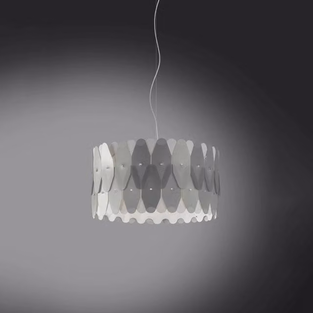 Lampada a sospensione moderna Amanda Polilux Linea Zero in argento e metallo cromo, diametro: 40 cm, attacco E27 – 1
