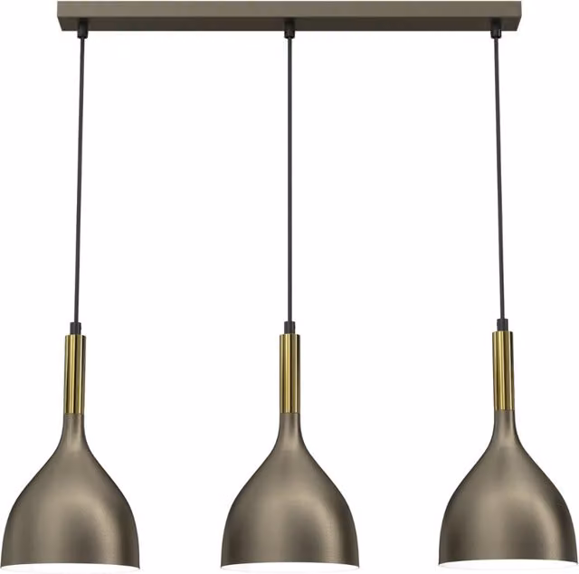 Lampada sospesa Noak Luminex oro titanio con 3 luci E27, H 72 cm
