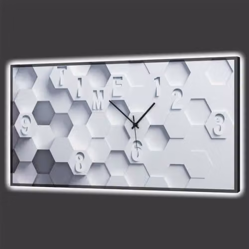 Orologio Esagoni in Rilievo luminoso Pintdecor