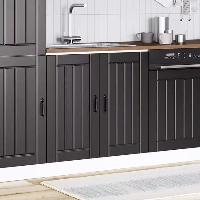 Mobile base lavello da cucina Lucca Design In nero opaco in legno con ante a battente L/P/H: 81.5 x 46.0 x 80.0 cm