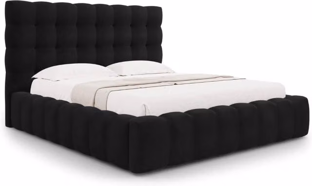 Letto con cassettone e testiera Bali Cosmopolitan Design in velluto nero L/P: 200 x 200 cm