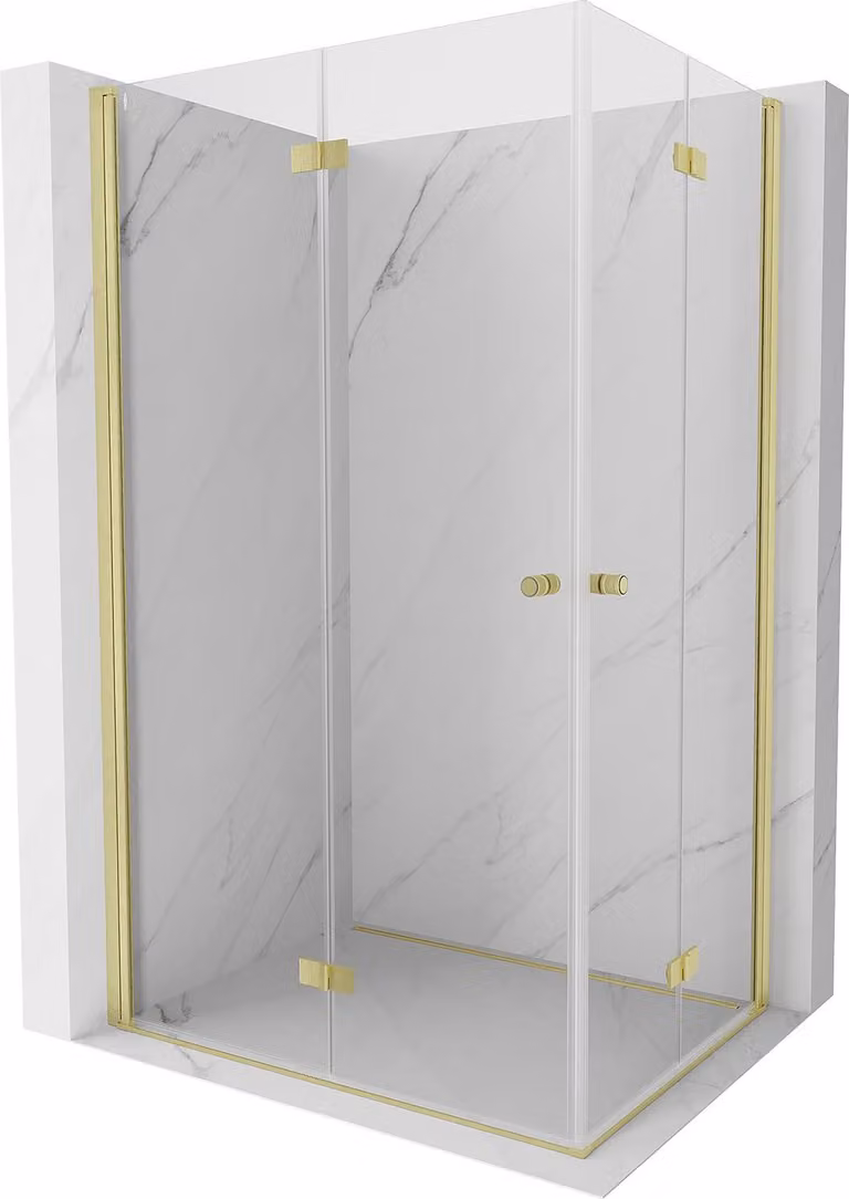 Mexen Mist-F Duo cabina doccia pieghevole sinistra 75 x 70 cm, trasparente, oro spazzolato - 8A6-075L-070P-55-00