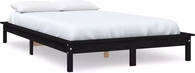 Letto matrimoniale Super King in legno massello di pino nero con doghe fisse L/P: 180 x 200 cm