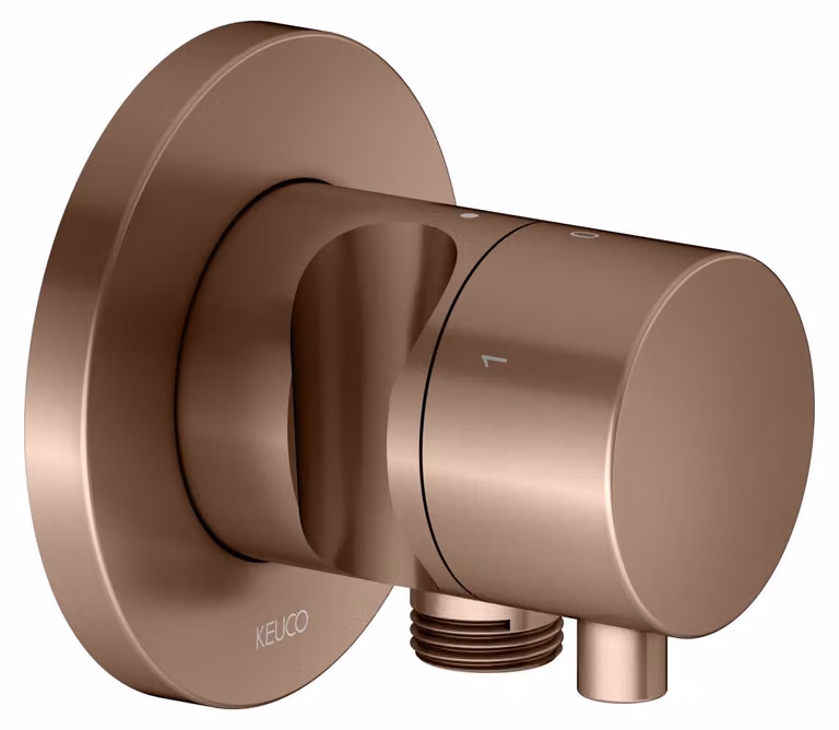 KEUCO IXMO Vanne d'inversion à encastrer 3 consommateurs, raccord de flexible, poignée Comfort et support de douche, avec arrêt, rosace ronde, 59549291201, 59549291201