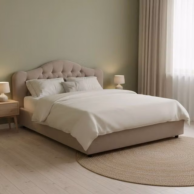 Letto Matrimoniale Allik DMORA con Materasso Incluso, Grigio, L/P/H: 160 x 200 x 180 cm – 1