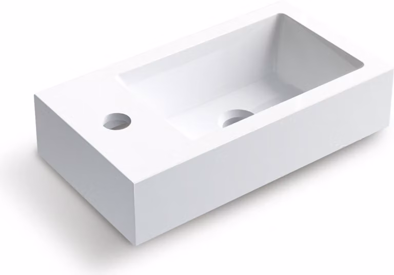 Lavabo Balneo VEGA 40x22 cm in resina minerale bianca, rettangolare, per bagno