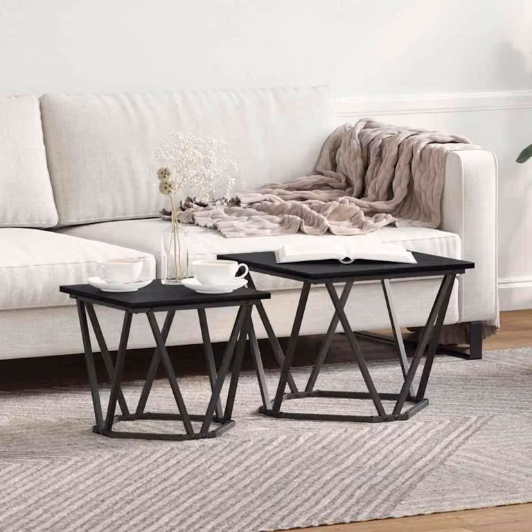Maison Exclusive - Set di 2 tavolini laterali, finitura effetto legno di quercia nero, dimensioni 50 x 50 x 40 cm