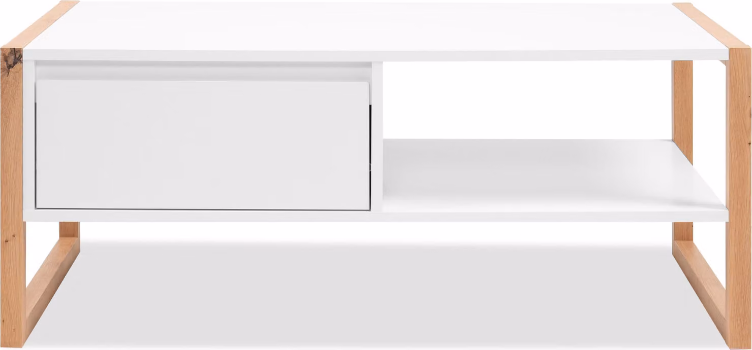 Calicosy - Tavolino basso con cassetti L100 cm - Decorazione legno chiaro