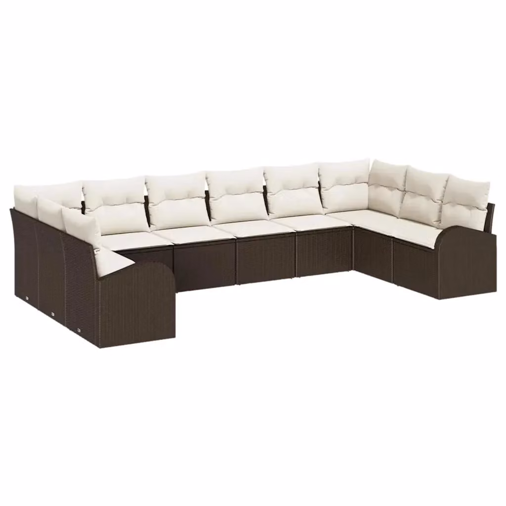 Set Divano da Giardino Moderno vidaXL in Polyrattan Marrone e Bianco con Cuscini Inclusi – 2