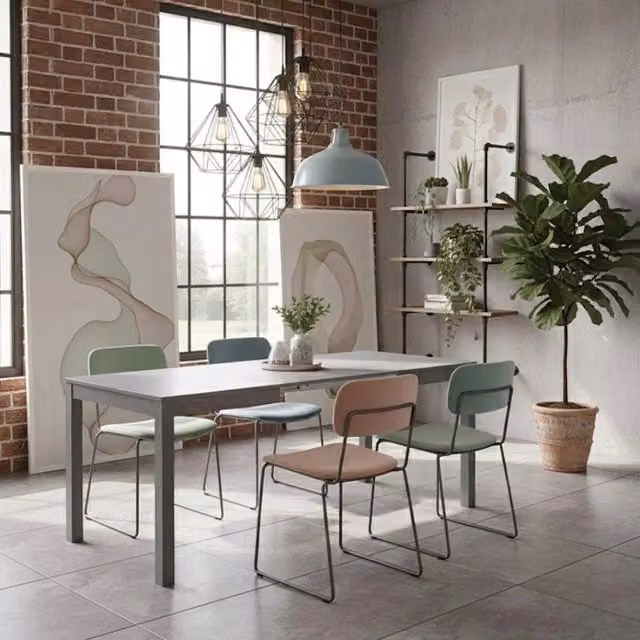 Tavolo da pranzo rettangolare allungabile Belfort Duzzle grigio scuro con finitura opaca e dettagli in legno di faggio L: 130-210 cm, P: 80 cm, H: 76 cm – 1