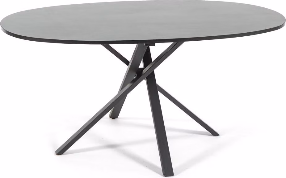 Tavolo ovale 150×100 cm con struttura in metallo incrociato - design moderno, armonioso ed elegante, stabile e versatile, ideale per cucina, sala da pranzo o ufficio - CARLO - granito