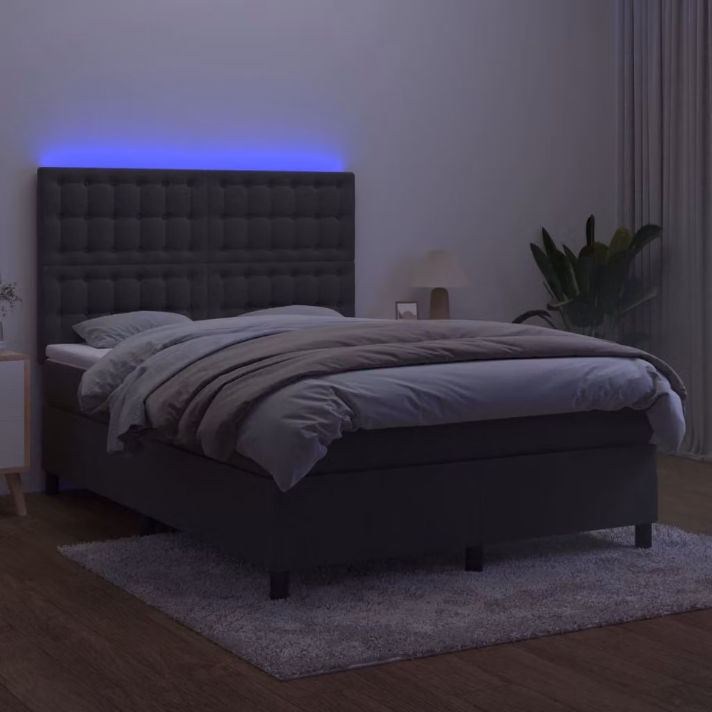 Maison Exclusive - Letto a Molle con Materasso e LED Grigio Scuro 140x200 cm