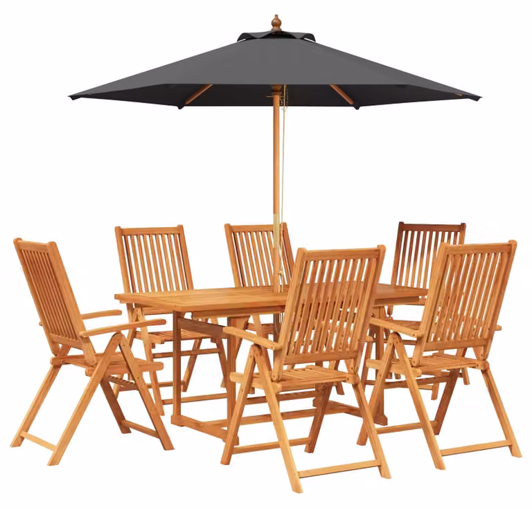 Set da esterno per giardino con ombrellone, composto da 8 pezzi, per 6 persone