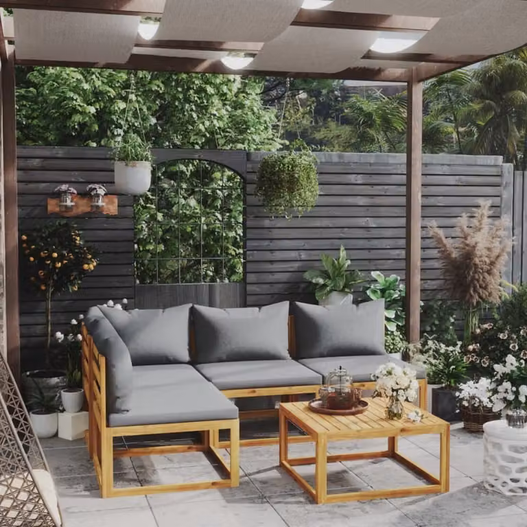 Maison Exclusive - Set da giardino 5 pezzi con cuscini in legno massello di acacia