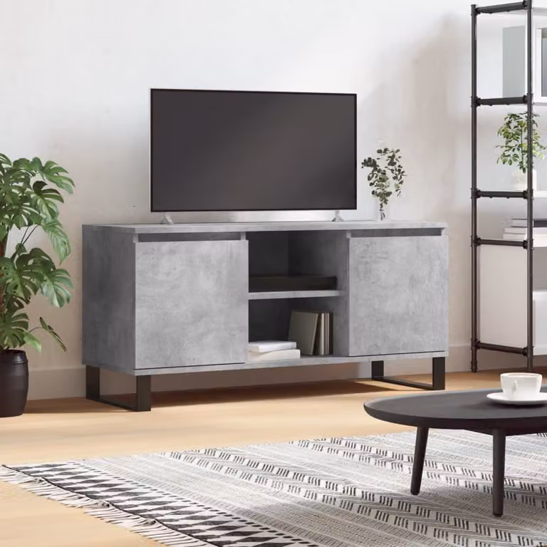 vidaXL Mobile Porta TV Moderno Grigio Cemento in Legno e Metallo L: 104 cm, P: 35 cm, H: 50 cm