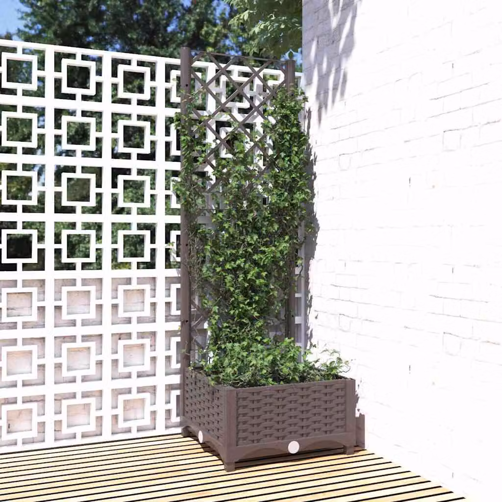 Fioriera da giardino con graticcio vidaXL marrone in plastica L/P/H: 40 x 40 x 121,5 cm