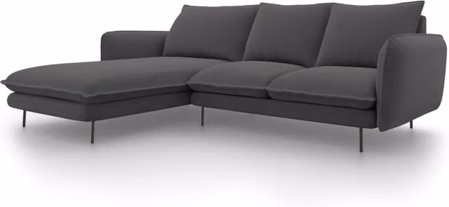 Divano angolare sinistro Vienna Cosmopolitan Design in tessuto grigio scuro da 5 posti