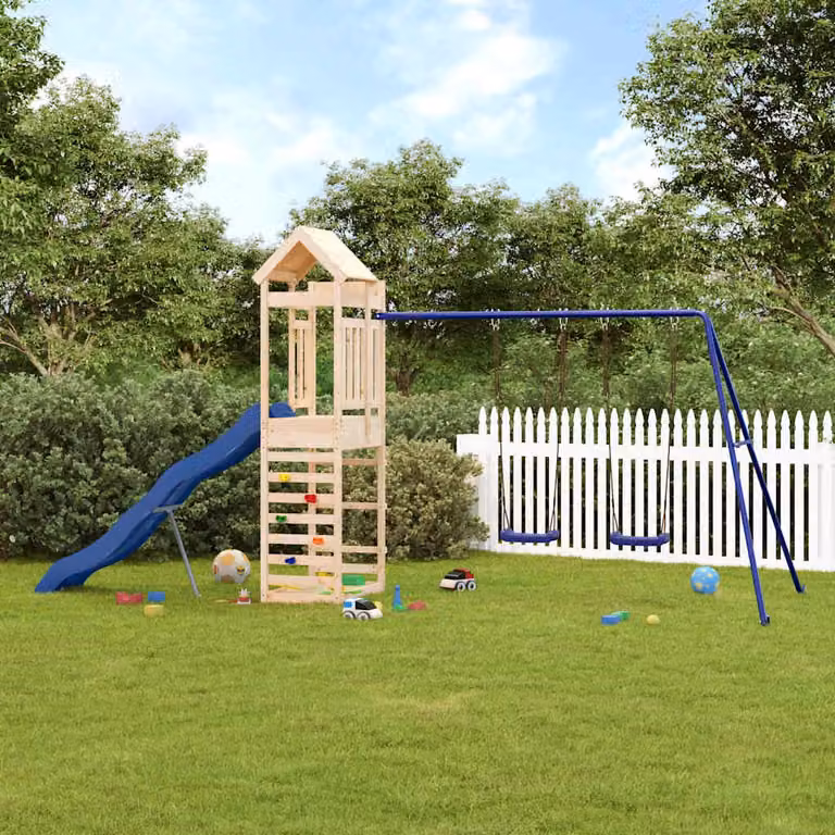 vidaXL Set da Gioco da Esterno in Legno con Scivolo, Altalena e Sabbiera, Multicolore