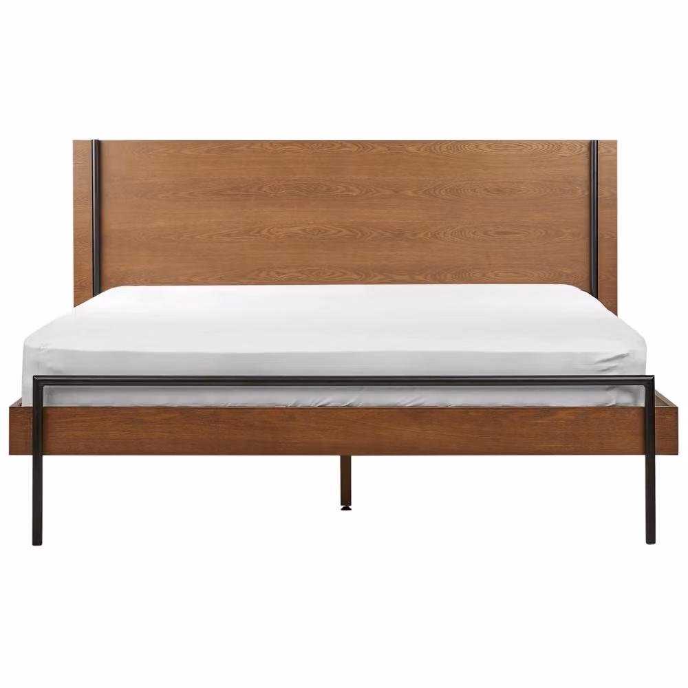 Letto Beliani moderno in frassino marrone con rete a doghe e gambe in metallo L/P/H: 208 x 160 x 184 cm – 2