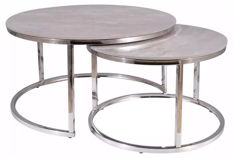 FURNLUX Tavolino Portofino, grigio, 80 cm (2 pezzi) / Colore principale: / Dimensioni: