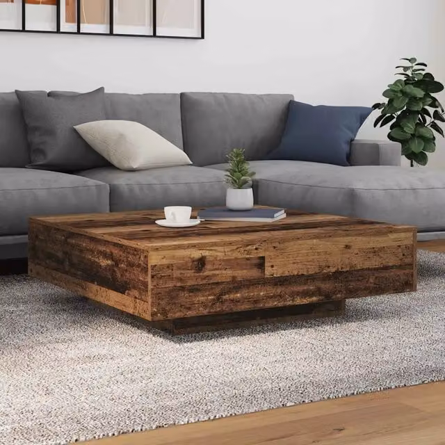 Tavolino da caffè moderno vidaXL in legno color marrone con strisce LED