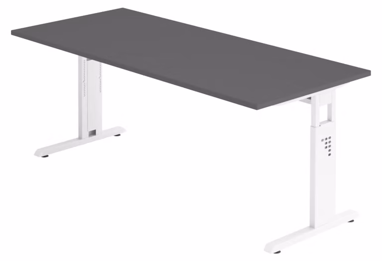 bümö Scrivania Serie-O - Decorazione: grafite, dimensioni: 180 x 80 cm, struttura: bianco