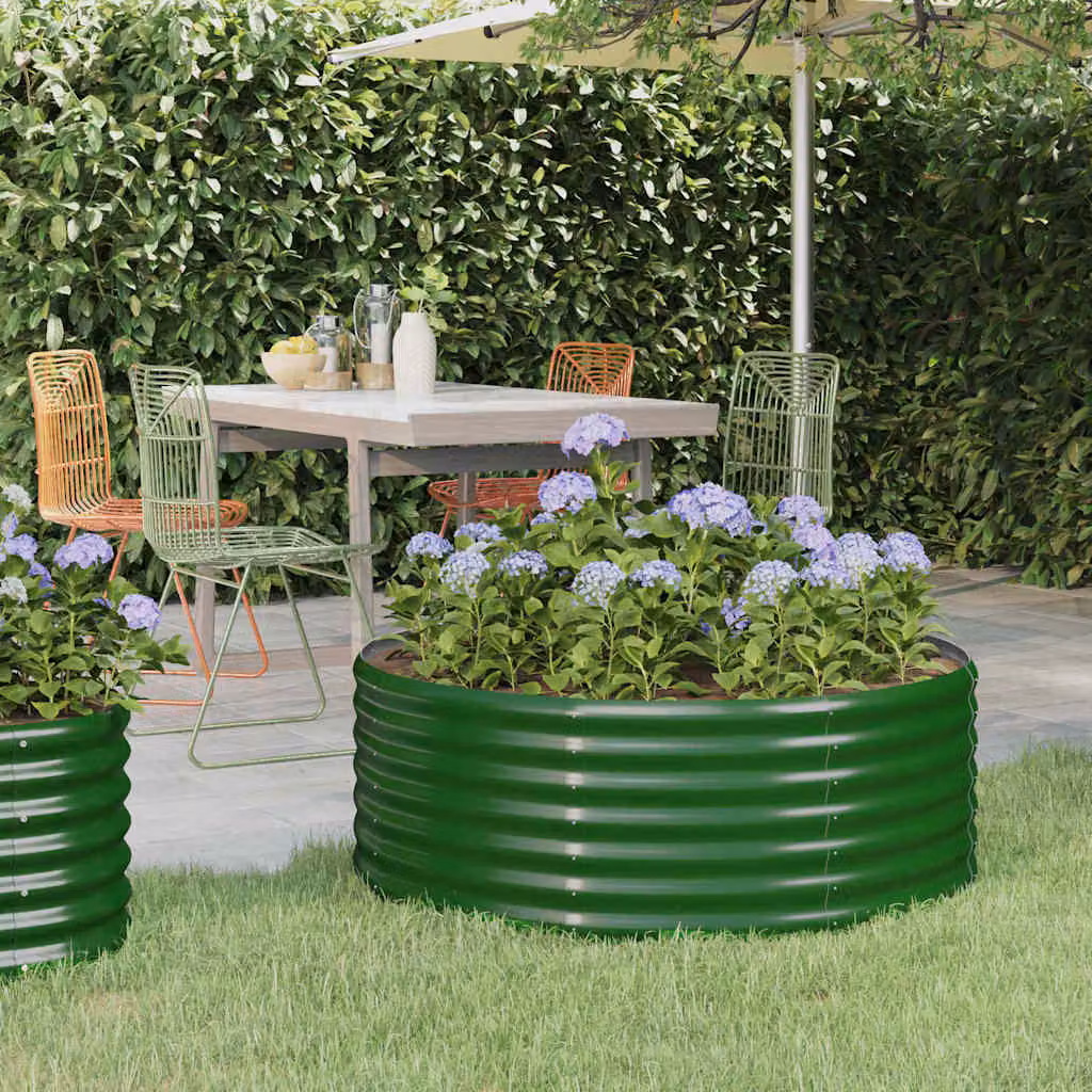 Letto rialzato da giardino vidaXL in acciaio zincato verde L/P/H: 100 x 100 x 36 cm