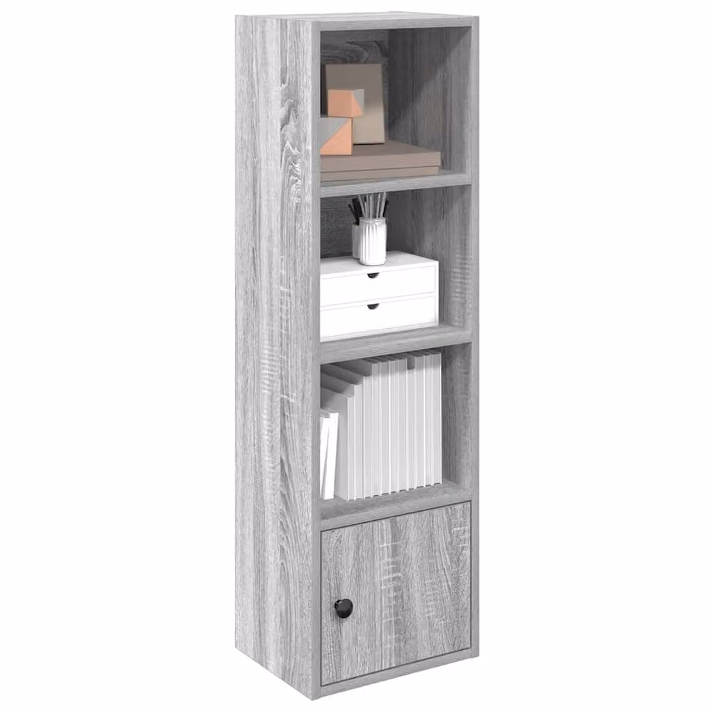 Libreria moderna vidaXL in legno multistrato e MDF, colore Grigio, L/P/H: 31 x 24 x 102 cm