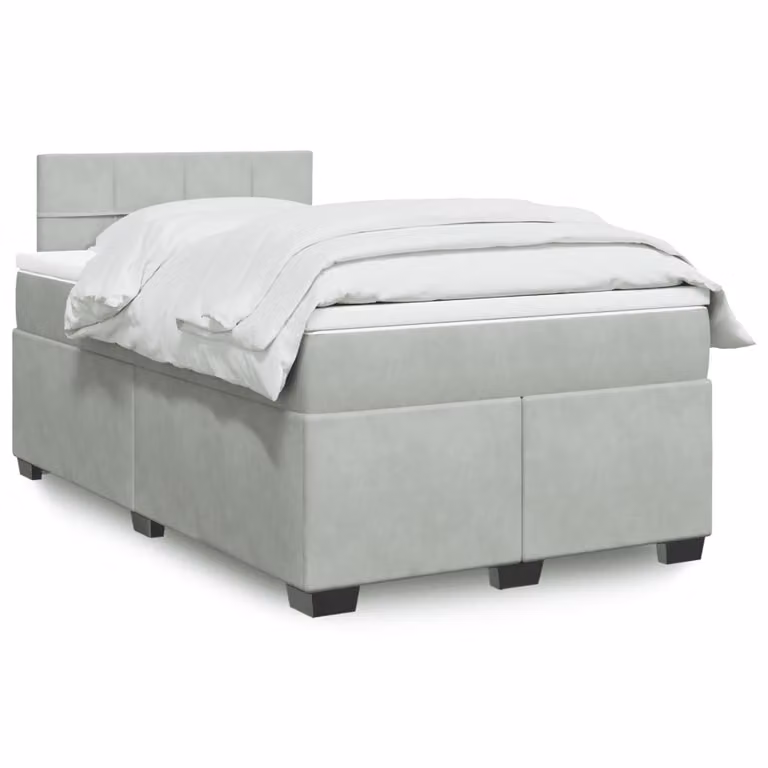 vidaXL Giroletto a Molle con Materasso in Velluto Grigio Chiaro L: 120 cm, P: 200 cm