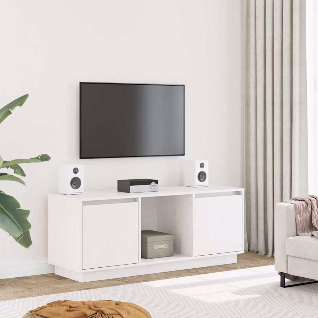 vidaXL Mobile Porta TV Moderno Bianco in Legno di Pino e MDF L/P/H: 110,5 x 35 x 44 cm