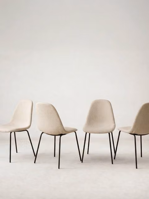 Set di 4 sedie Trive Kenay Home in metallo e tessuto beige e nero per cucina e sala da pranzo