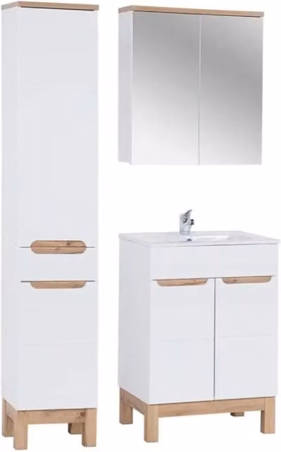 Insieme ERMANO: mobile sotto lavabo 80cm + lavabo da incasso + sifone + mobili con specchi