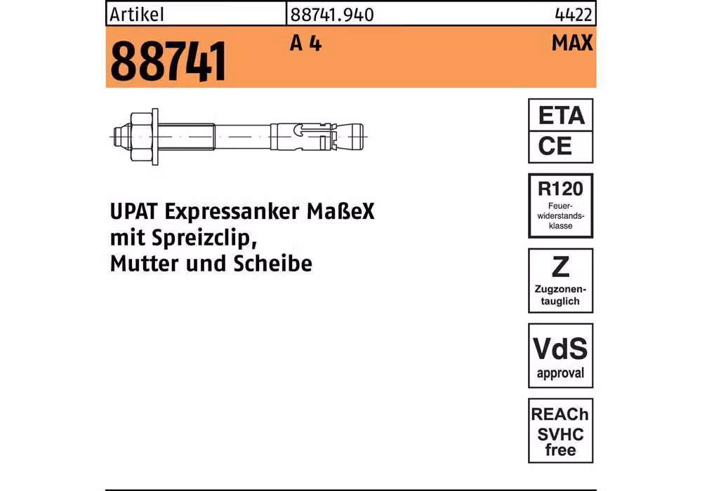 Ancora express Upat MAX 12/100/200 R 20 pz