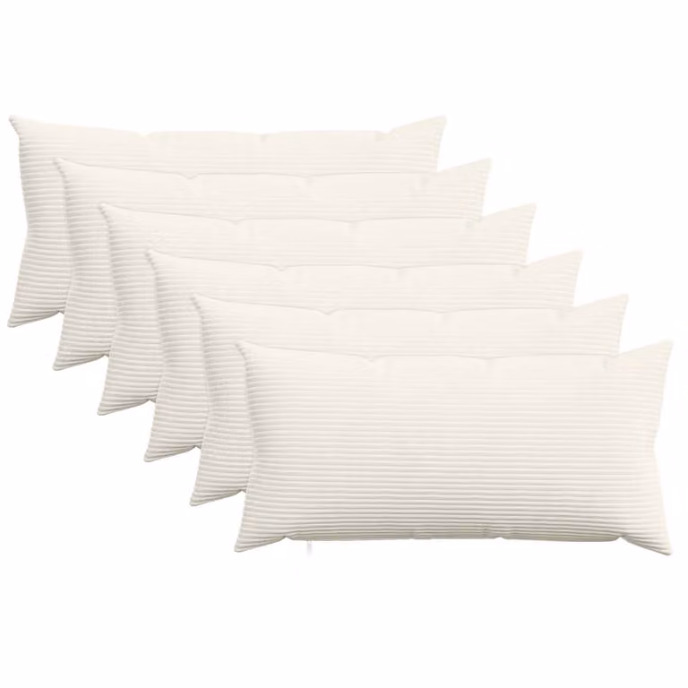 Set di 6 federe vidaXL HEERLEN in velluto a coste, colore crema, L 80 x P 40 cm