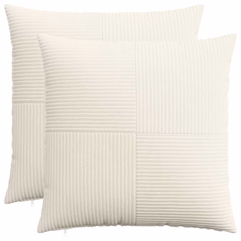 Set di 2 federe vidaXL ALMELO in velluto a coste color beige, 55 x 55 cm