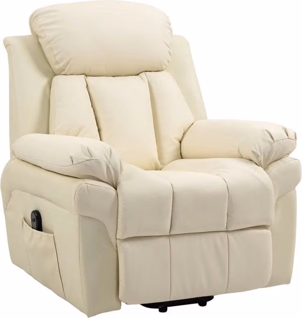 Poltrona Alzapersona Elettrica 1 Motore 96x93x105 cm Reclinabile in Similpelle Crema
