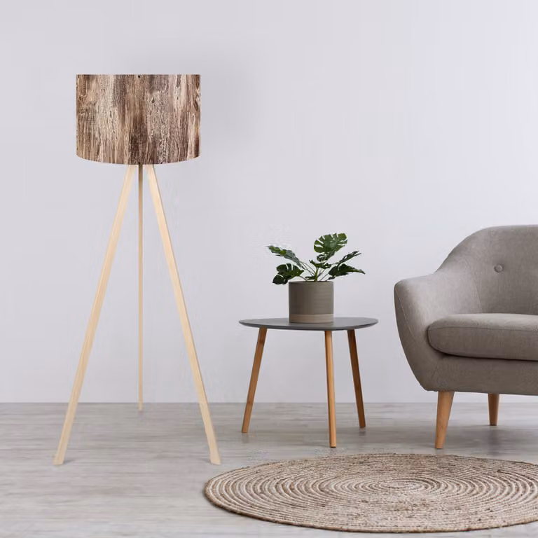Opviq, AYD- AYDAXL, Beige,Marrone, Lampade da terra, 38 x 140 cm, 70% MDF / 30% PVC tessuto