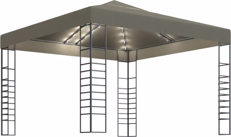 Gazebo con Luci LED a Stringa 3x3 m Grigio Talpa