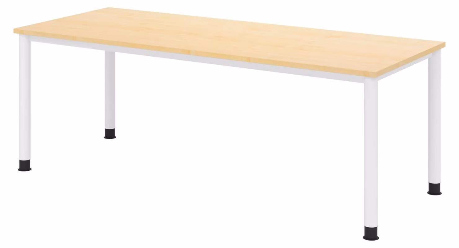 Scrivania bümö Serie H - Finitura: acero, struttura: bianco, dimensioni: 200 x 80 cm