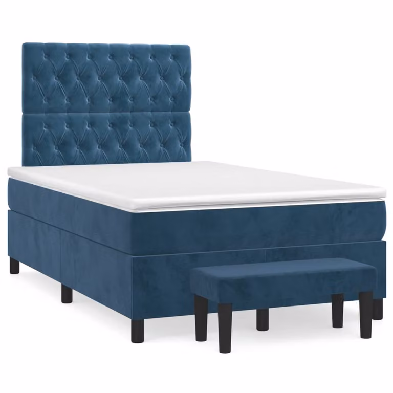 Maison Exclusive - Letto boxspring con materasso blu scuro 120x190 cm velluto