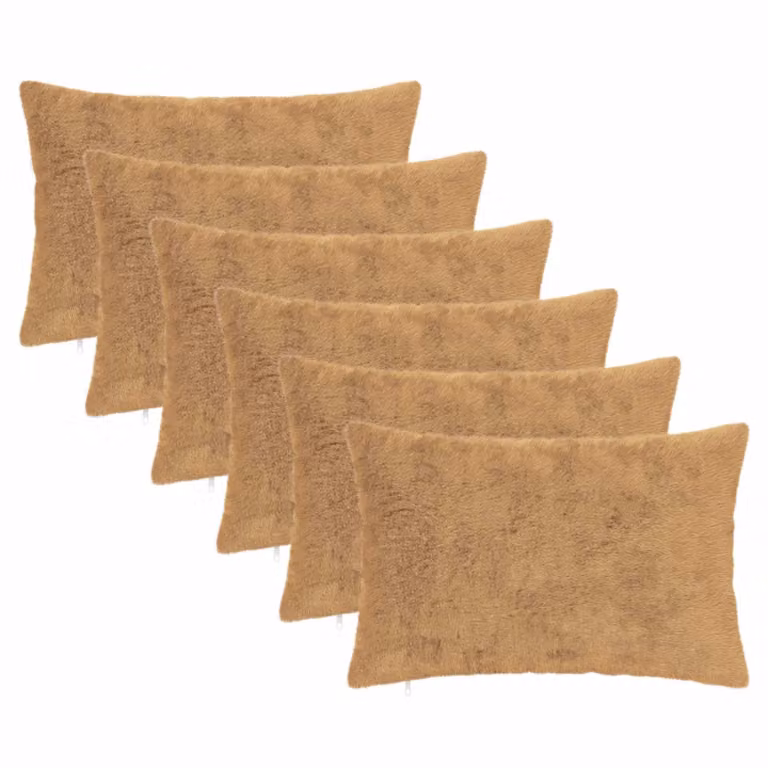 Set di 6 federe vidaXL HEERLEN in ecopelliccia, colore beige/grigio, L: 60 cm x P: 40 cm