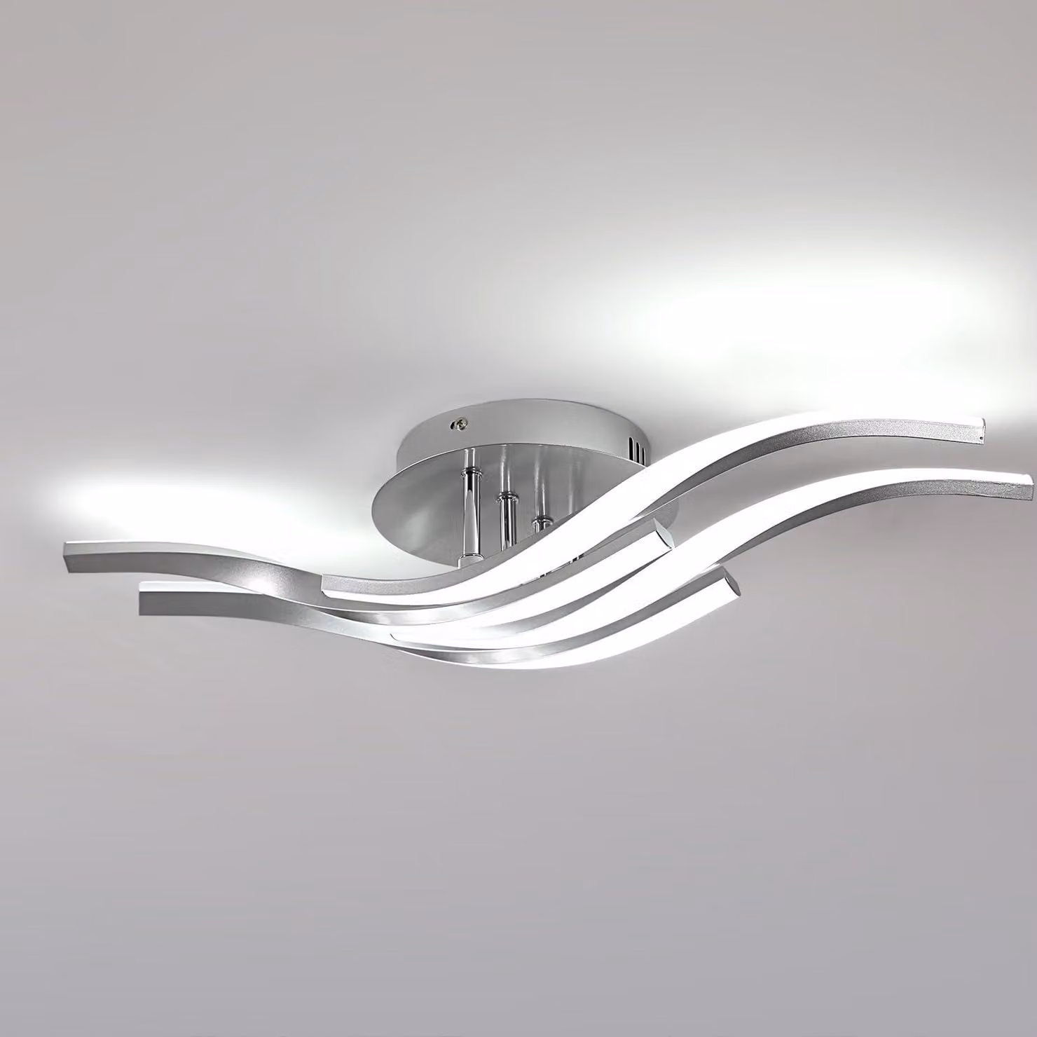 Lampada a soffitto a LED, 32W, 3600 lumen, design golf, luce bianca fredda (6500K), 60 cm, colore argento