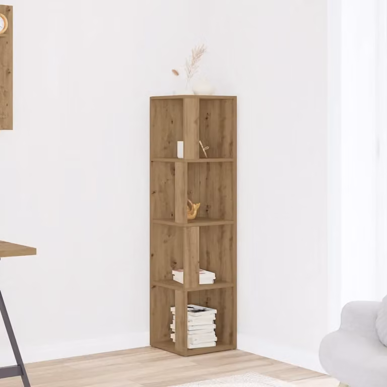 Mobile Vetrina Angolare vidaXL in Legno MDF Marrone con Ripiani Interni L/P/H: 33 x 33 x 132 cm